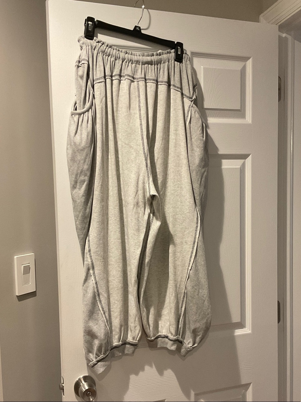 POL Relaxed Drawstring Balloon Track Pants in Light Gray - Picture 2 of 6